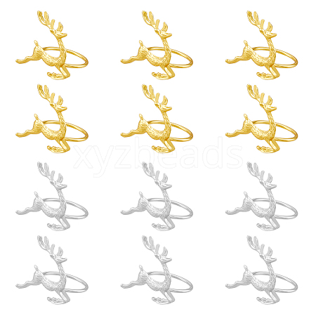 HOBBIESAY 12pcs 2 Colors Alloy & Iron Napkin Rings AJEW-HY0001-11-1