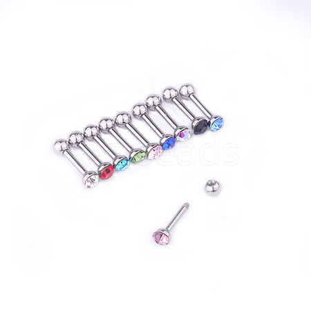 10PCS Flat Round 316L Surgical Stainless Steel Micro Pave Cubic Zirconia Cartilage Earrings WGEB190-01-1