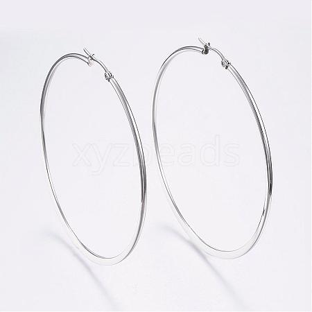 Tarnish Resistant 304 Stainless Steel Big Hoop Earrings EJEW-F105-13P-1