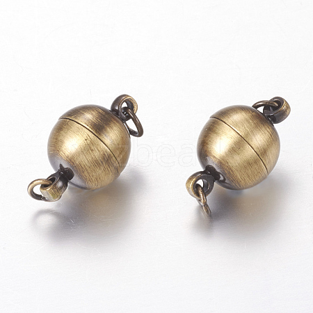 Brass Magnetic Clasps with Loops KK-E268-10mm-AB-NR-1