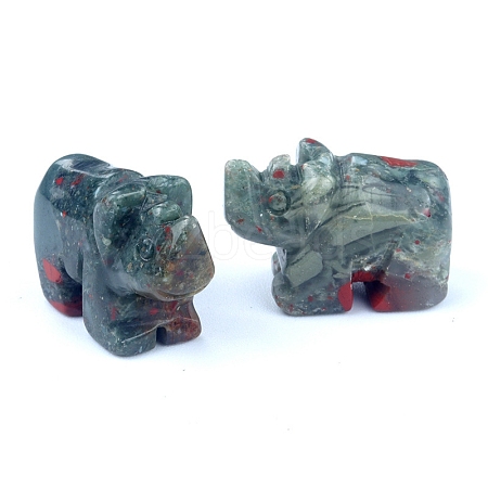 Natura African Bloodstone  Carved Healing Rhinoceros Figurines PW-WG79874-05-1