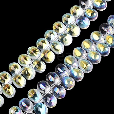 Electroplate Transparent Glass Beads Strands GL-N005-02A-B01-1
