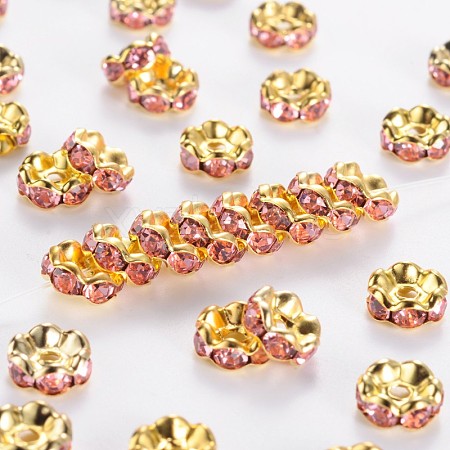 Brass Rhinestone Spacer Beads RSB030NF-07G-1