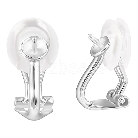 1 Pair 925 Sterling Silver Clip-on Earring Findings STER-BBC0008-46-1