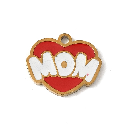 Mother's Day 304 Stainless Steel Enamel Charms STAS-P388-19I-G-1
