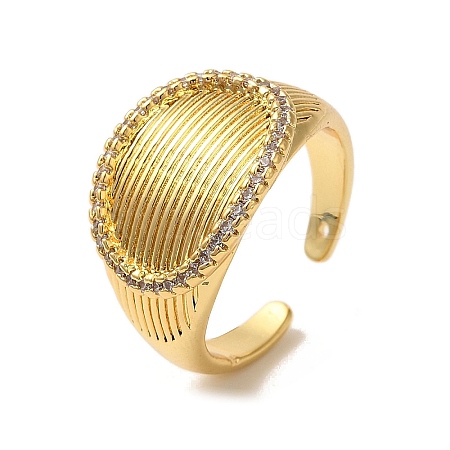 Brass Micro Pave Cubic Zirconia Open Cuff Rings for Women RJEW-G325-01C-G-1