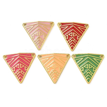 Rack Plating Brass Enamel Triangle Connector Charms KK-G515-09G-1