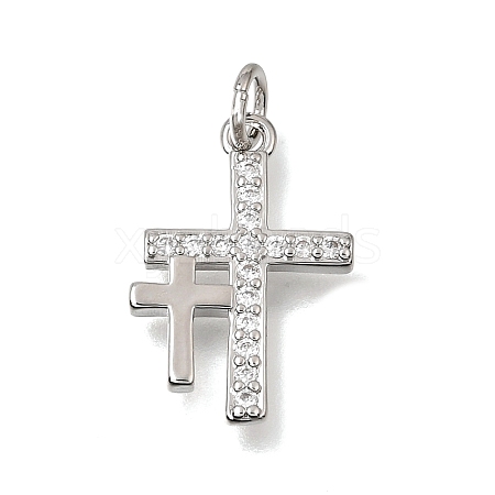 Brass Micro Pave Clear Cubic Zirconia Pendants CU-CBA9883-05D-P-1