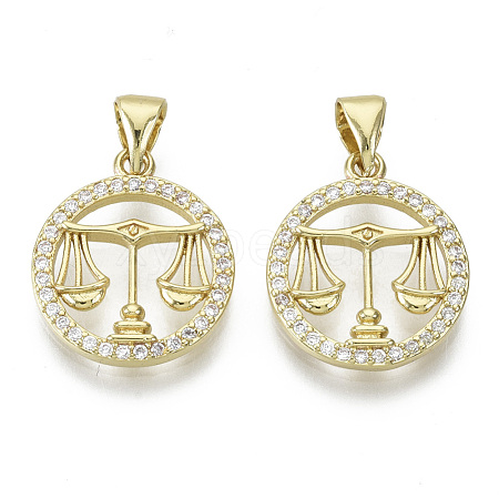 Brass Micro Pave Cubic Zirconia Pendants X-ZIRC-S061-199A-G-NF-1