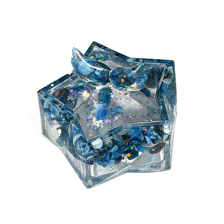 Resin Storage Box & Natural Blue Opal Chips Decorations PW-WG11533-01-1