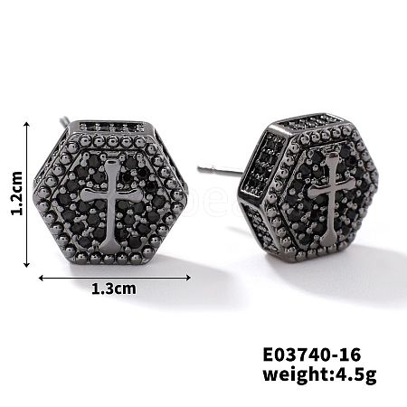 Chic Brass Cubic Zirconia Stud Earrings ZD1304-8-1