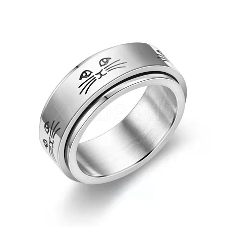 Non-Tarnish Stainless Steel Rotating Finger Ring PW-WG33260-05-1