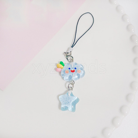 Resin Cartoon Cute Cloud Star Mobile Straps PW-WGA1445-04-1