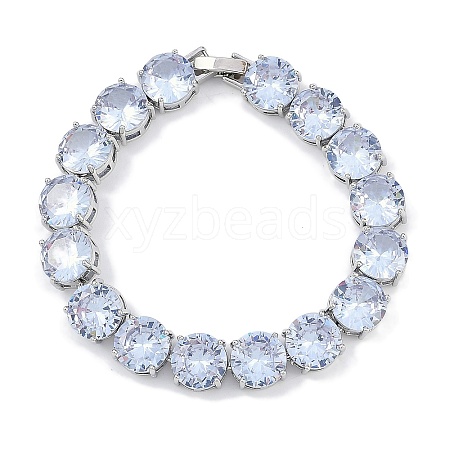 Rack Plating Brass Micro Pave Cubic Zirconia Chain Bracelets BJEW-P341-06B-P-1