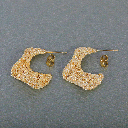 Wavy C-shaped Matte Brass Stud Earrings YN2855-1