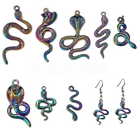 16Pcs 8 Style Rainbow Color Alloy Pendants FIND-LS0001-17MC-1