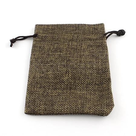 Polyester Imitation Burlap Packing Pouches Drawstring Bags ABAG-R005-17x23-05-1