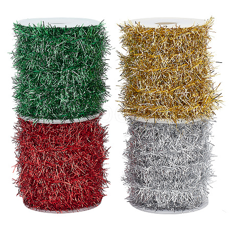   4 Rolls 4 Colors Shiny Tinsel Hanging Garland AJEW-PH0001-22-1