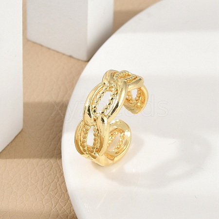 Rack Plating Brass Cuff Rings for Women RJEW-M028-64G-1