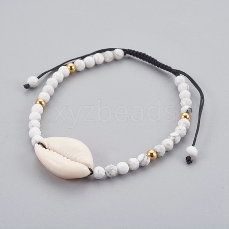 Natural Howlite Braided Bead Bracelets BJEW-JB04079-03-1