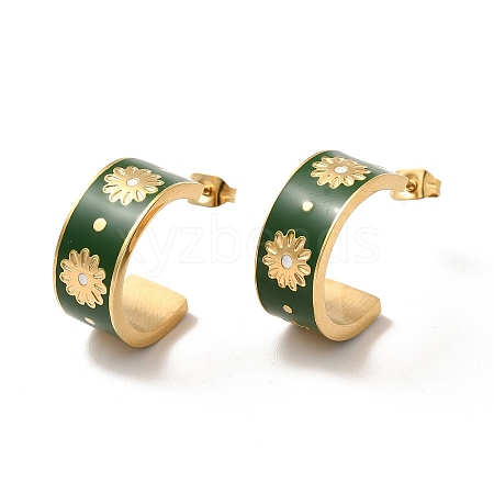 Ion Plating(IP) Enamel Flower Wrap Stud Earrings STAS-H175-25G-A-1