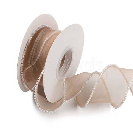 5 Yards ABS Pearl Edged Mesh Ribbon for Bowknot Making OCOR-B004-01A-04-1