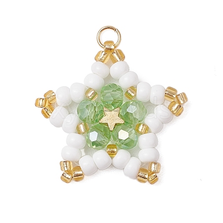 Glass Seed Beaded Star Pendants PALLOY-MZ00541-04-1