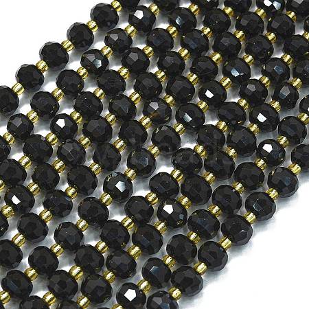 Natural Black Agate Beads Strands G-K389-E25-01-1