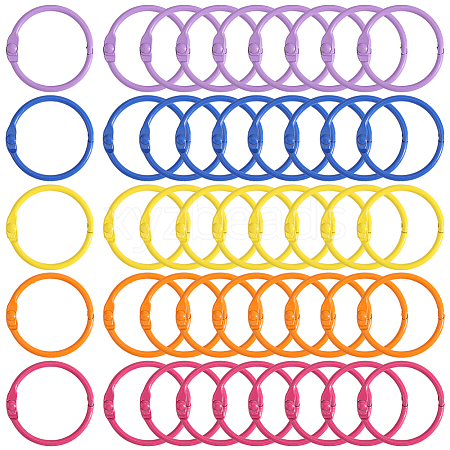 100Pcs 5 Colors Zinc Alloy Loose Leaf Book Binder Hinged Rings FIND-SP0002-66-1