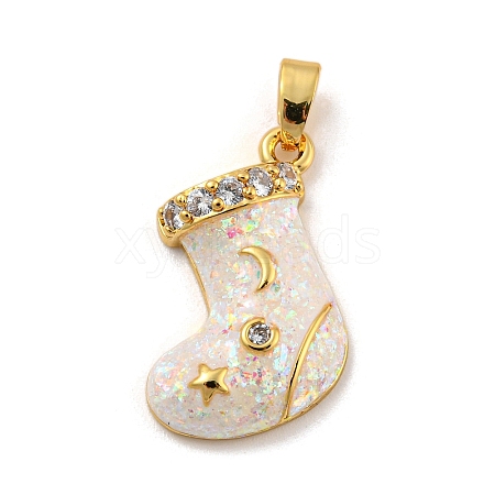 Christmas Brass Micro Pave Cubic Zirconia Pendants KK-H468-02C-01G-1