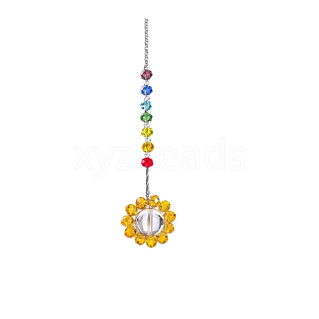 Glass Colorful Beads & Flower Hanging Ornaments PW-WGA8DE5-05-1