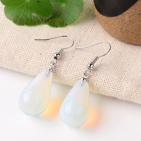 Opalite Teardrop Dangle Earrings EJEW-J086-09-1