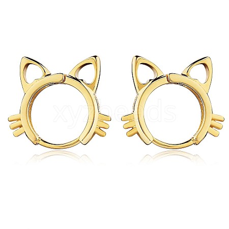 Women Cat Brass Leverback Earrings JE965B-1