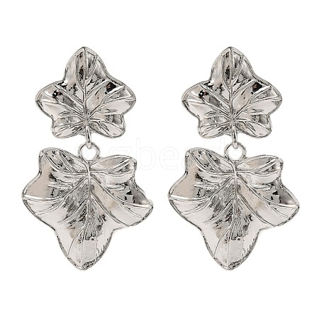 Maple Leaf Alloy Dangle Stud Earrings EJEW-L096-001P-1