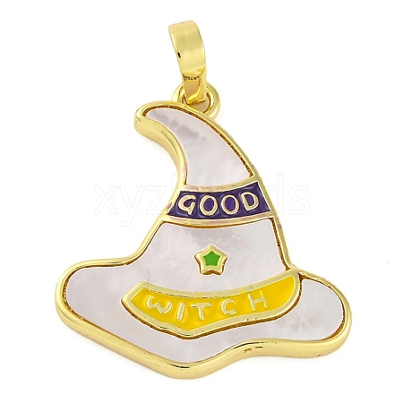 Halloween Theme Brass Enamel Pendants KK-S401-04G-B-1