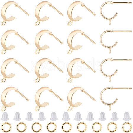 CREATCABIN 18Pcs Brass Round Stud Earrings Findings DIY-CN0002-91-1