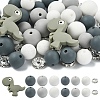 47Pcs 7 Styles Cartoon Silicone Beads FIND-YW0010-39D-1