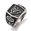 Viking 304 Stainless Steel Valknut Rings RJEW-U005-06A-AS-1