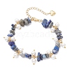 Natural Lapis Lazuli Chip Beaded Bracelets for Women BJEW-JB12301-03-2