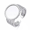 304 Stainless Steel Open Cuff Finger Ring Cabochon Settings STAS-T060-06-4