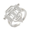 Brass Micro Pave Clear Cubic Zirconia Open Cuff Rings for Women Men KK-B124-12P-4