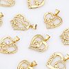  10Pcs 5 Style Brass Micro Pave Clear Cubic Zirconia Pendants ZIRC-NB0001-76-3