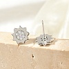 Brass Micro Pave Clear Cubic Zirconia Stud Earrings EJEW-R016-26P-09-3