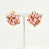 Plastic 3D Flower Hoop Earrings with Cubic Zirconia XJ8294-1-1