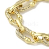 Rack Plating Brass Micro Pave Clear Cubic Zirconia Oval Link Chain Bracelets for Women BJEW-P323-08G-2