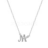 304 Stainless Steel Crystal Rhinestone Initial Pendant Necklaces FS-WGCEFCC-13-1