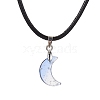 Glass Crescent Moon Pendant Necklaces NJEW-JN04579-01-1