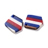 Independence Day Opaque Striped Resin & Walnut Wood Pendants RESI-U010-01B-2