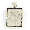 Tibetan Style Rectangle Alloy Pendant Cabochon Settings TIBEP-Q051-37AS-RS-1