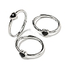 Heart Natural Dyed & Heated Black Agate Adjustable Rings RJEW-Q818-02P-05-1